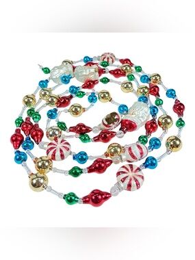Thomas Pacconi 104” Santa & Peppermint Blown Mercury Glass Christmas Garland